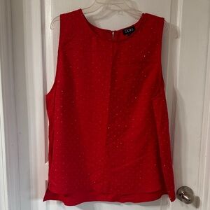 Women's Glittery Red Sleeveless Blouse